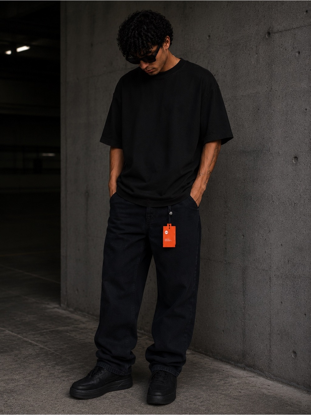 YoungLA Men's Black Baggy Jeans